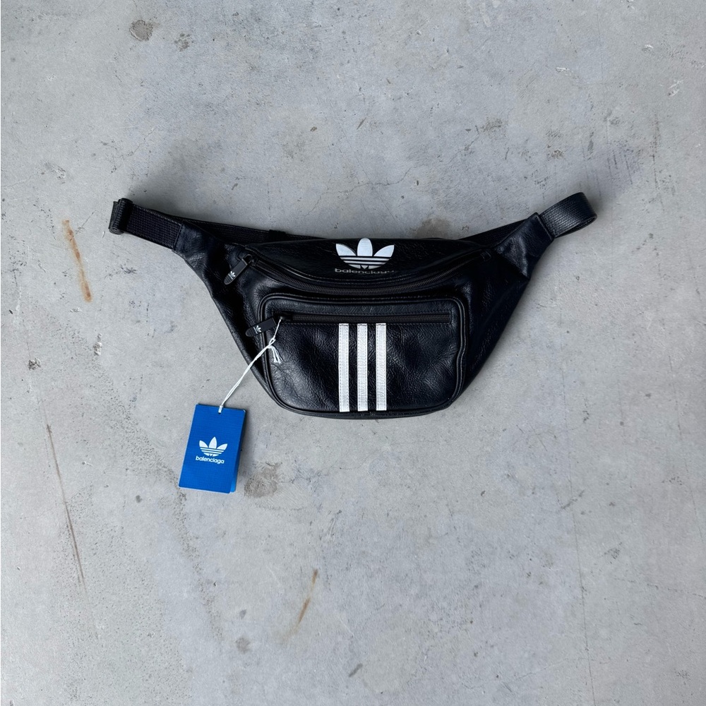Adidas x Balenciaga Black and White Belt Bag with Iconic Branding